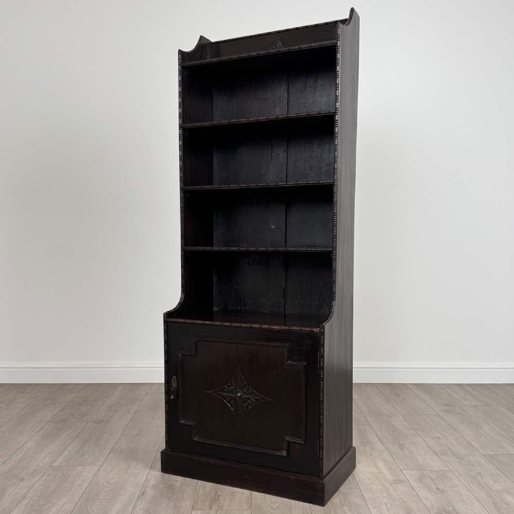 Antique 20th Century Open Bookcase In Oak View IV