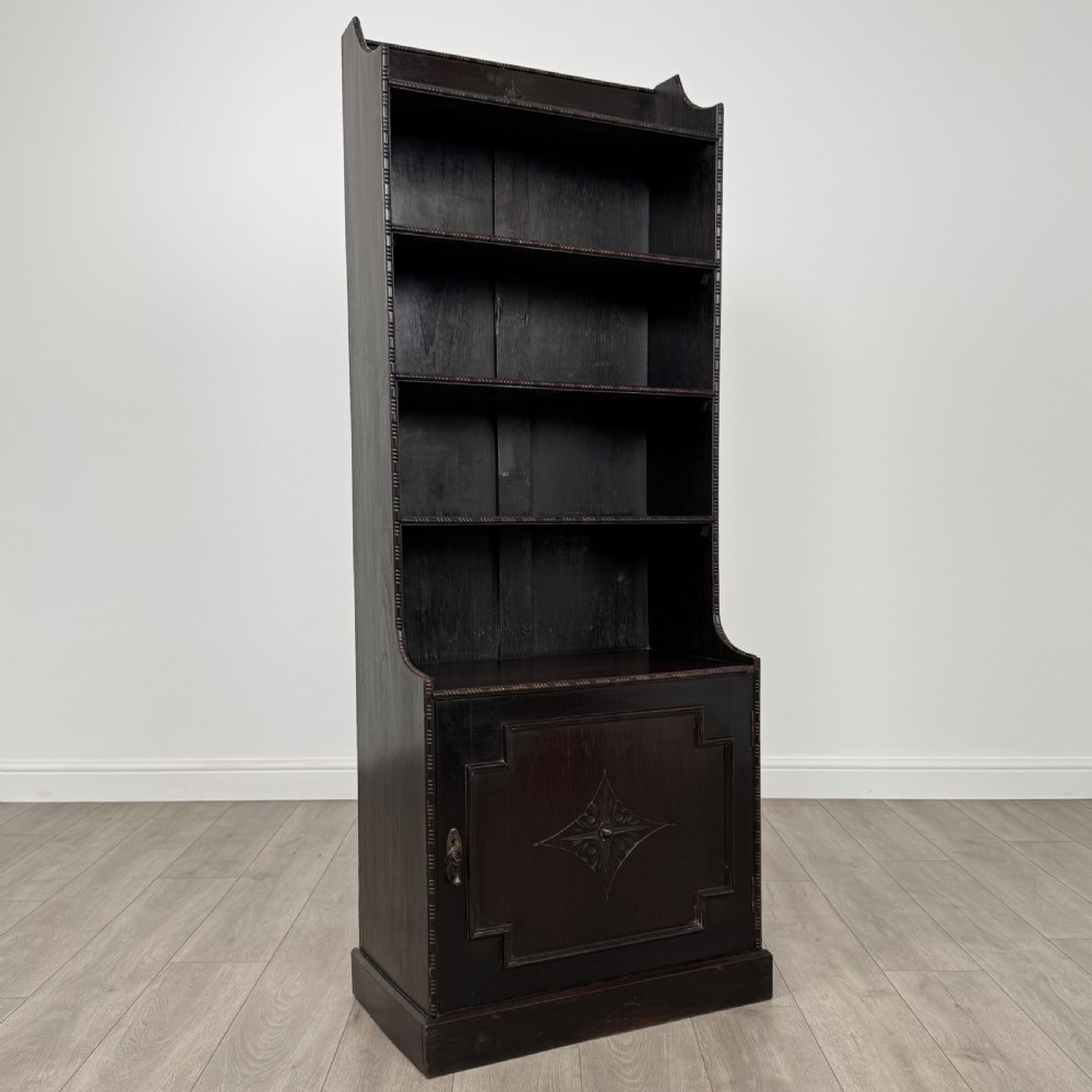 Antique 20th Century Open Bookcase In Oak View X