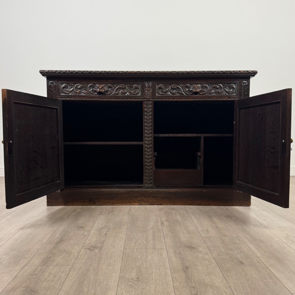 Antique 19th Century Good Quality Carved Oak Sideboard View II