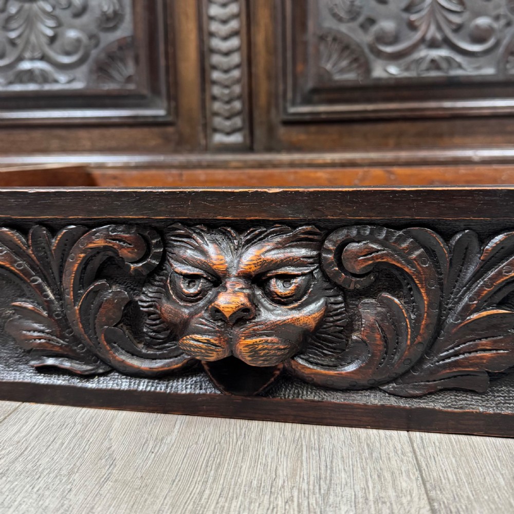 Antique 19th Century Good Quality Carved Oak Sideboard View XII