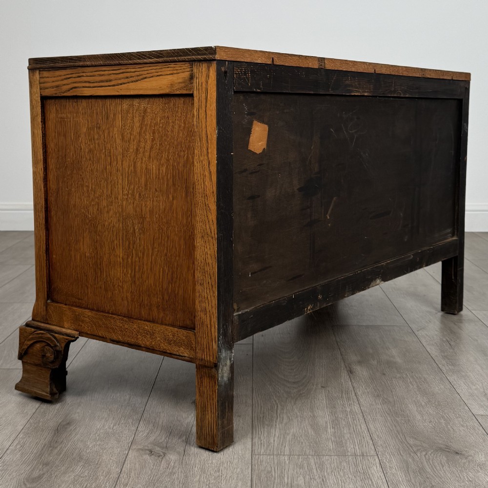 Antique 20th Century Low Chest Of Drawers In Oak  View IV