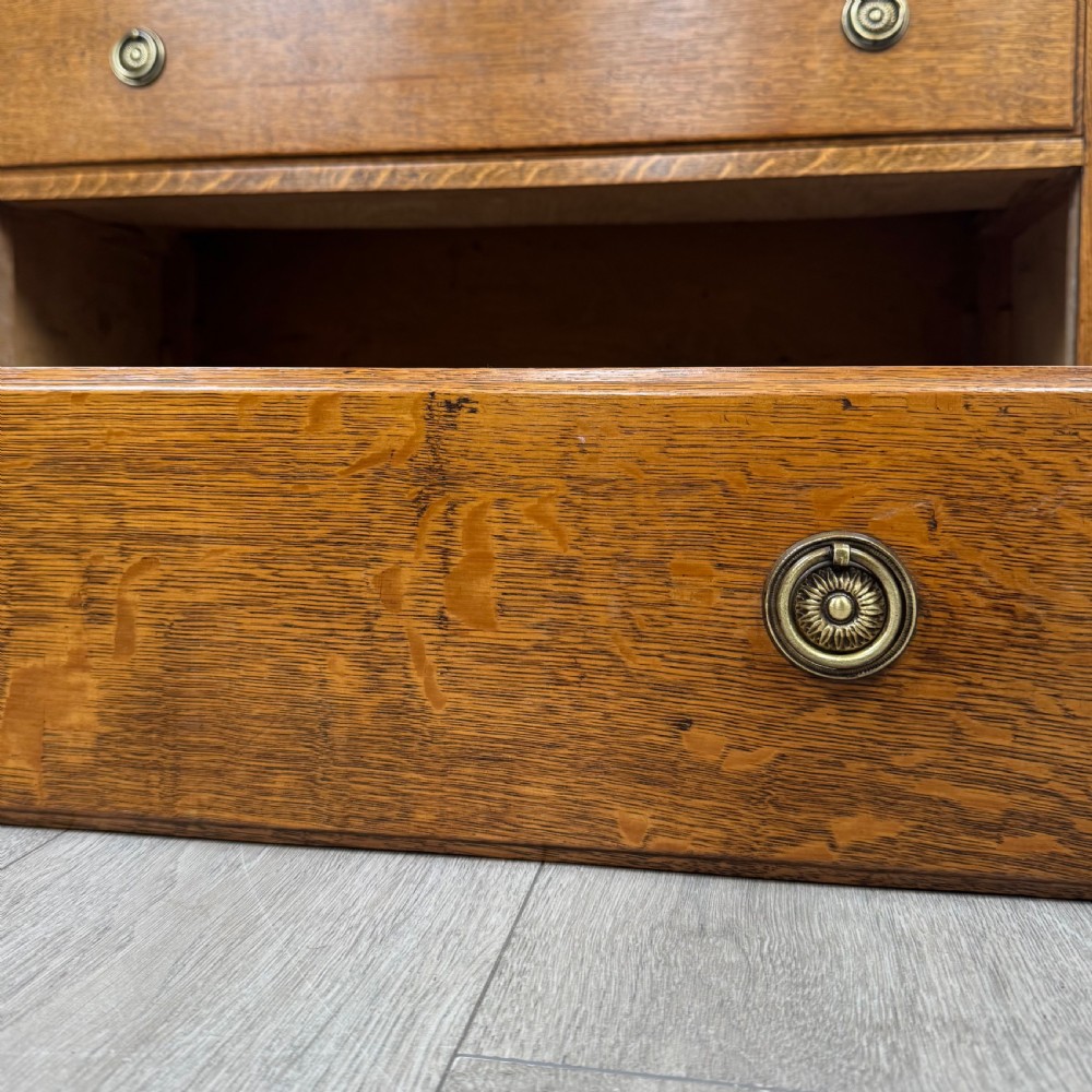 Antique 20th Century Low Chest Of Drawers In Oak  View XI