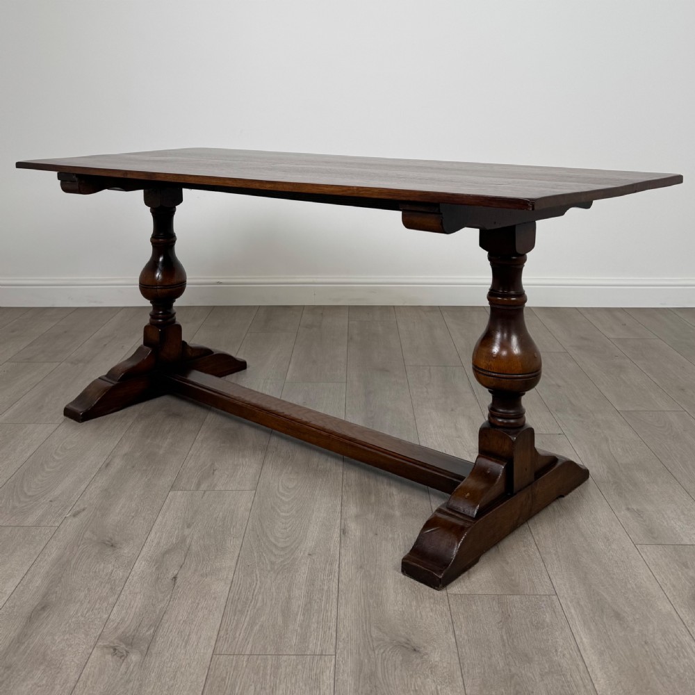  Antique 20th Century Refractory Style Dining Table In Oak 