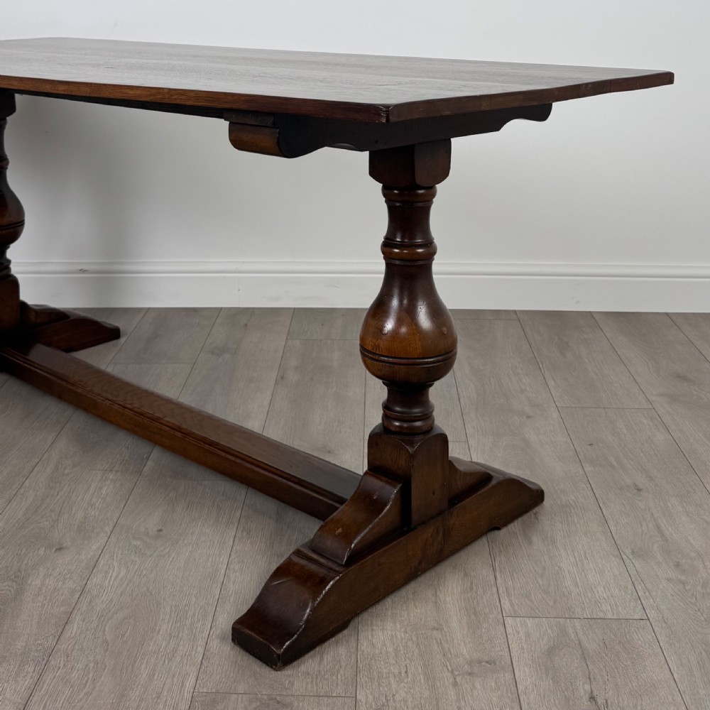  Antique 20th Century Refractory Style Dining Table In Oak  View V