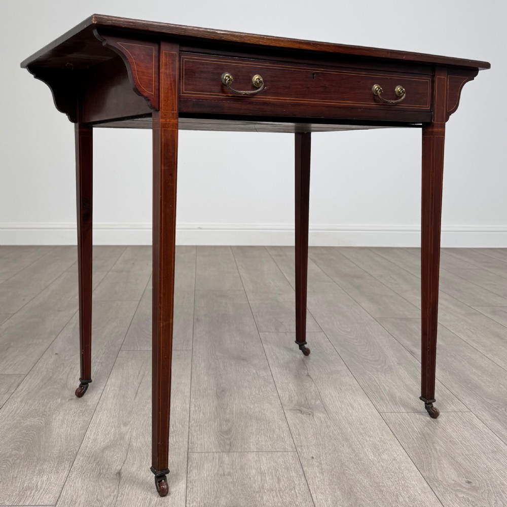 Antique 19th Century Small Inlaid Writing Table In Mahogany  View VIII