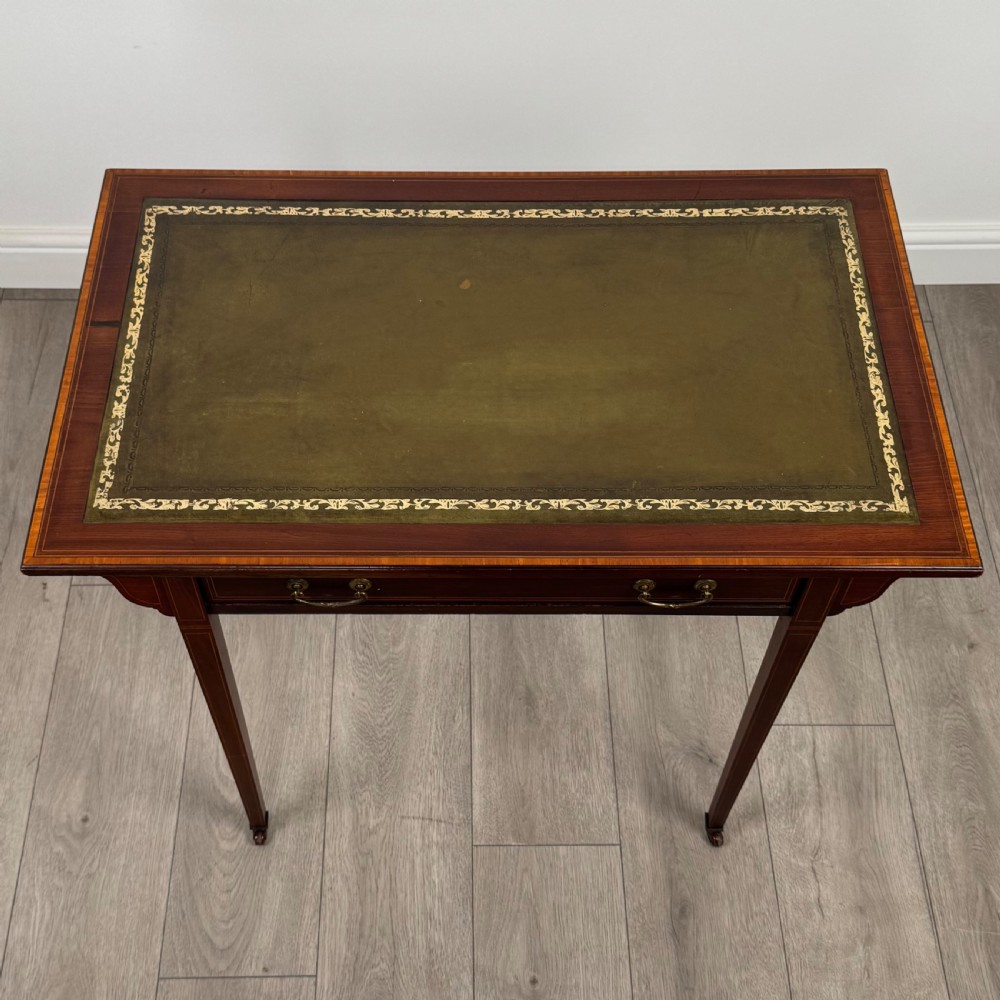 Antique 19th Century Small Inlaid Writing Table In Mahogany  View IX
