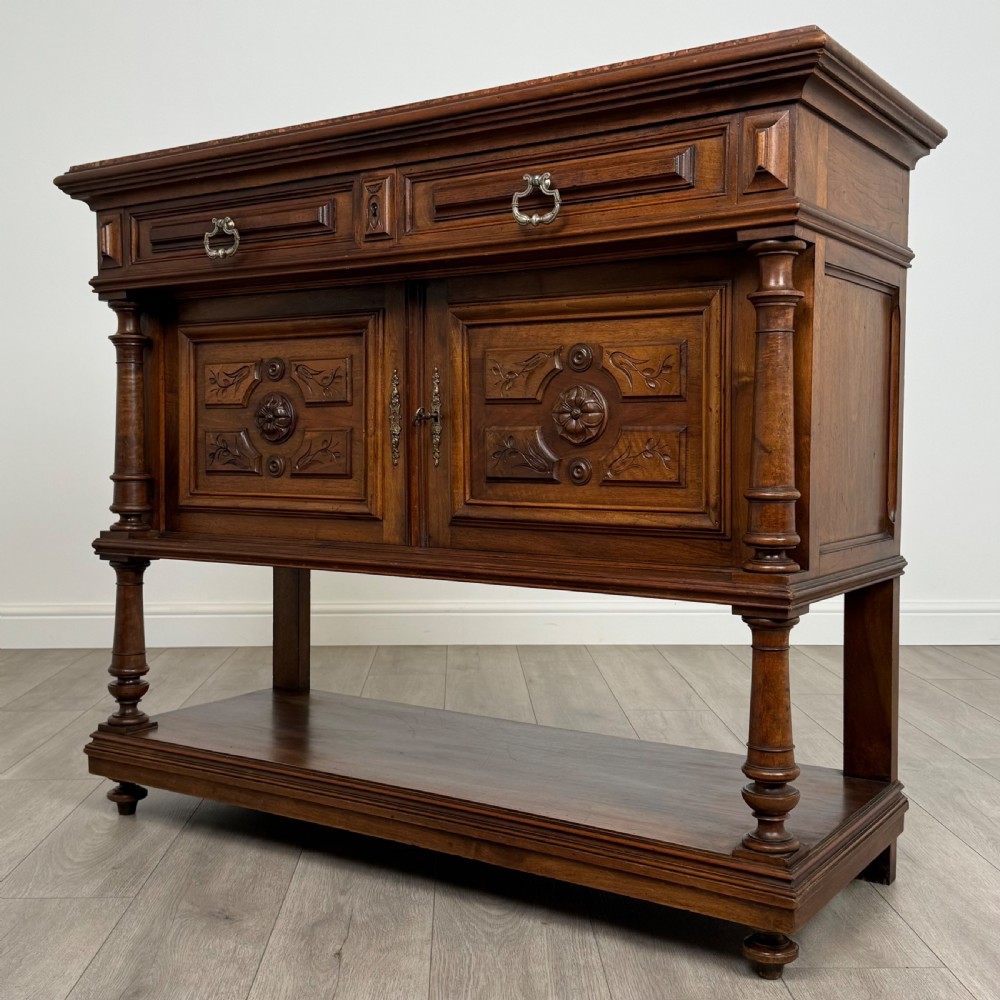  Antique 19th Century French Marble Top Buffet In Walnut View III