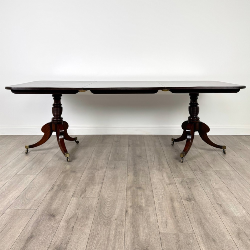  Antique 20th Century Twin Pedestal Dining Table In Mahogany  View II
