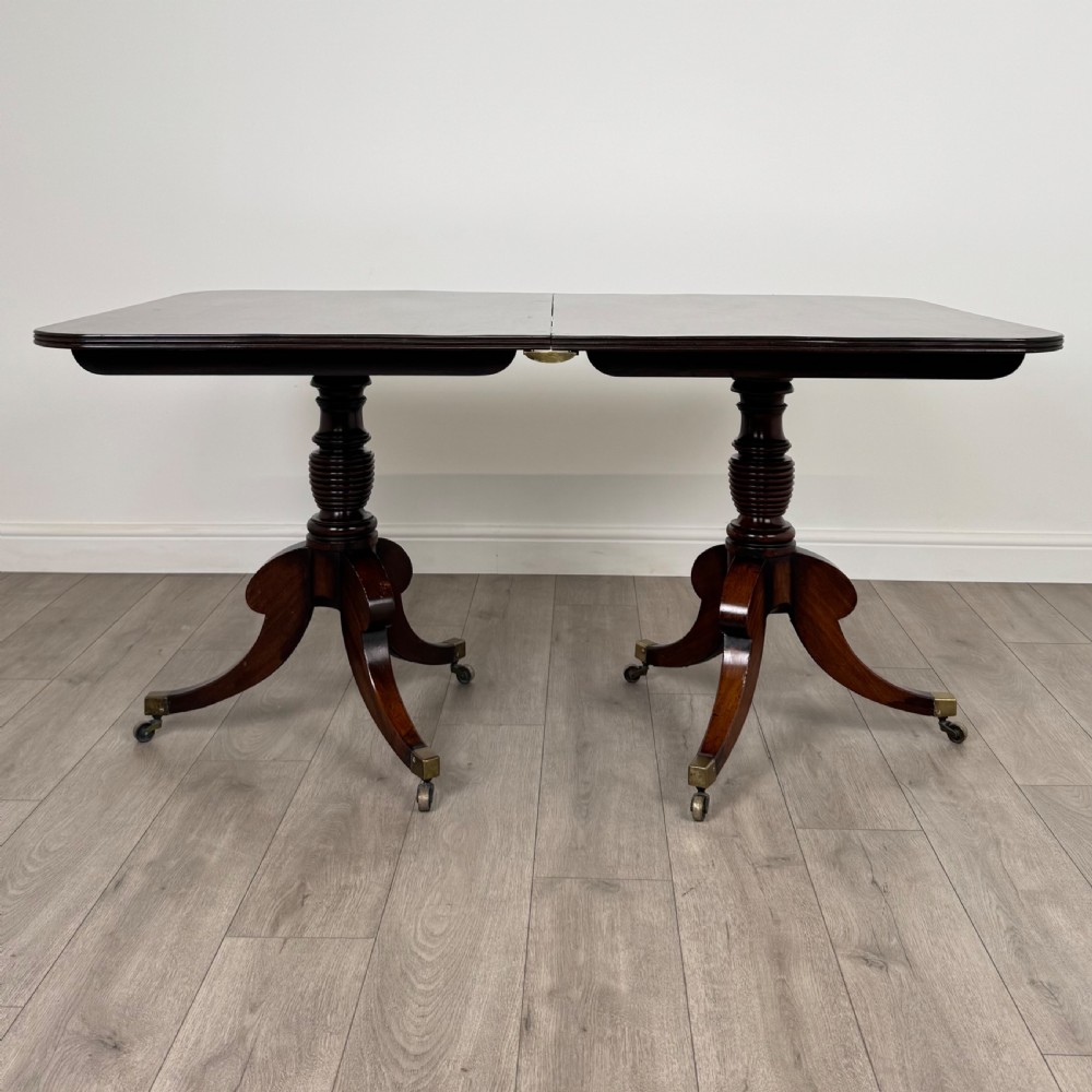  Antique 20th Century Twin Pedestal Dining Table In Mahogany  View IV