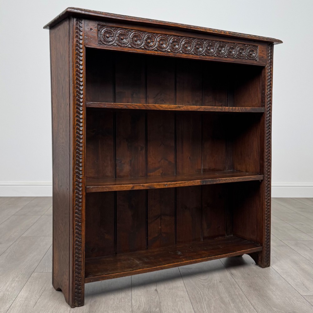  Antique 19th Century Small Carved Oak Bookcase  View IX