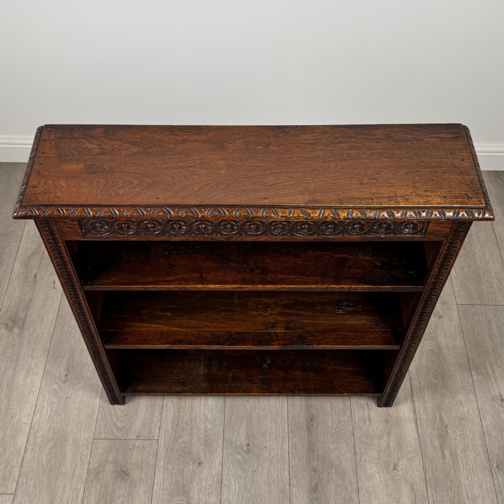  Antique 19th Century Small Carved Oak Bookcase  View X