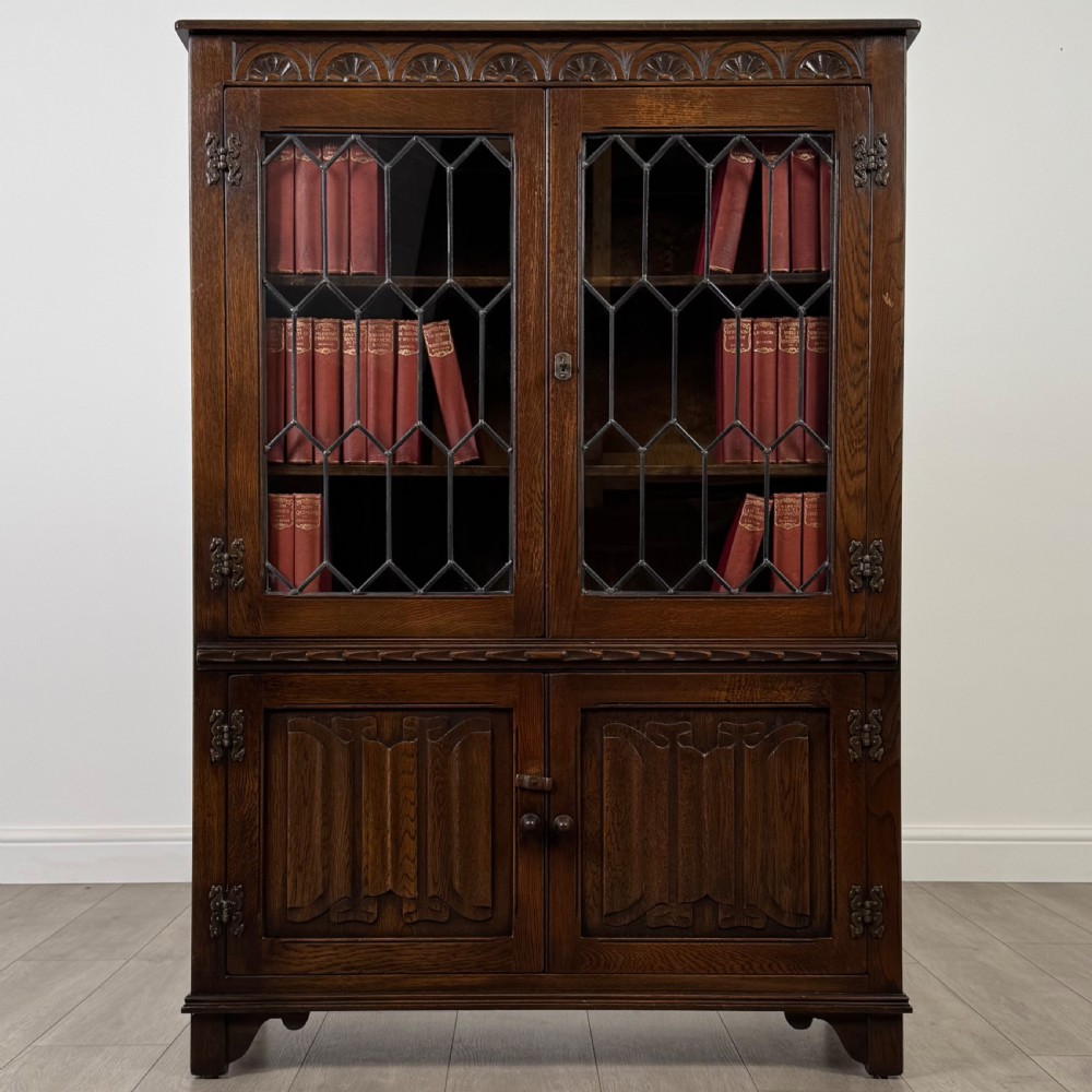 Antique 20th Century Good Quality Display Cabinet In Oak 