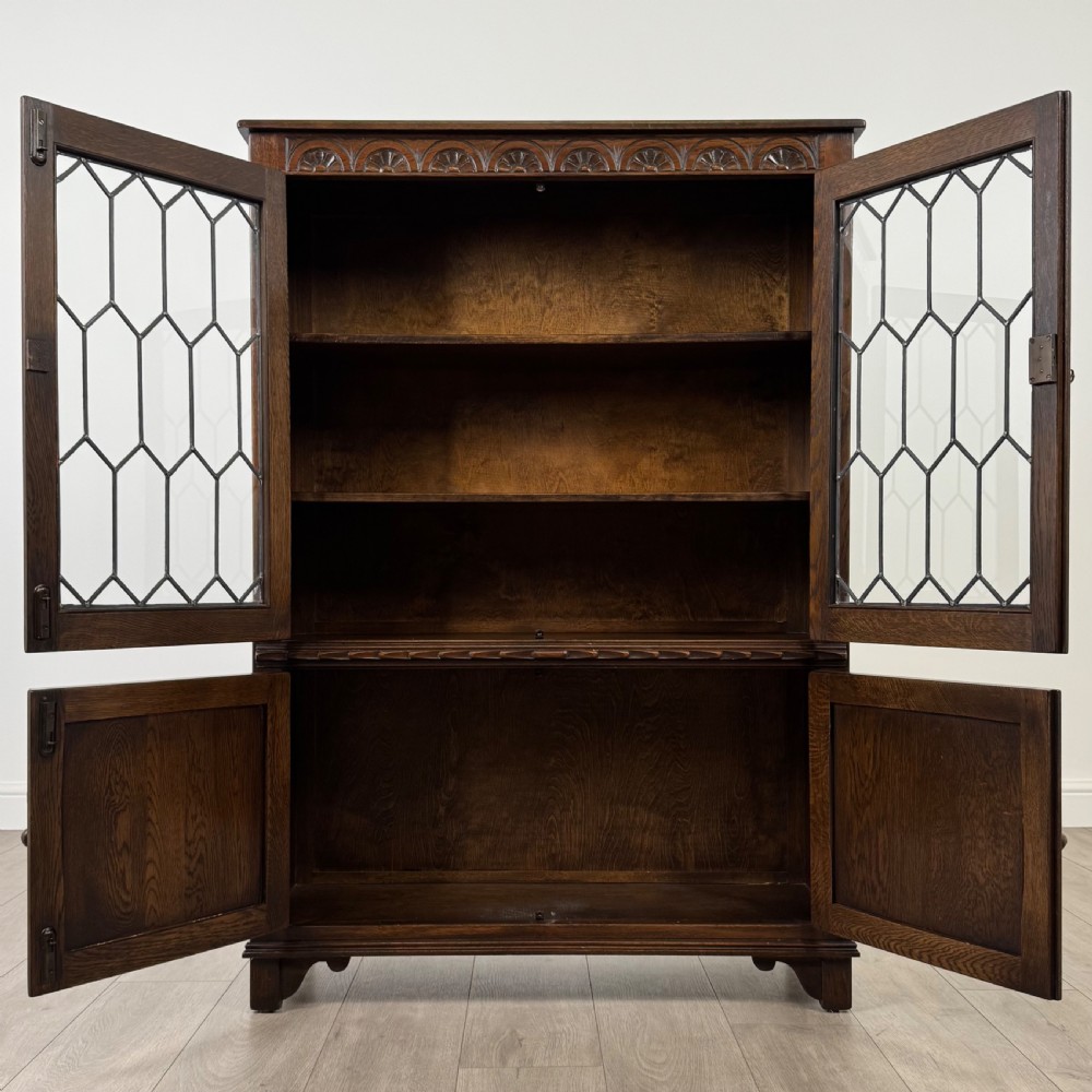 Antique 20th Century Good Quality Display Cabinet In Oak  View III