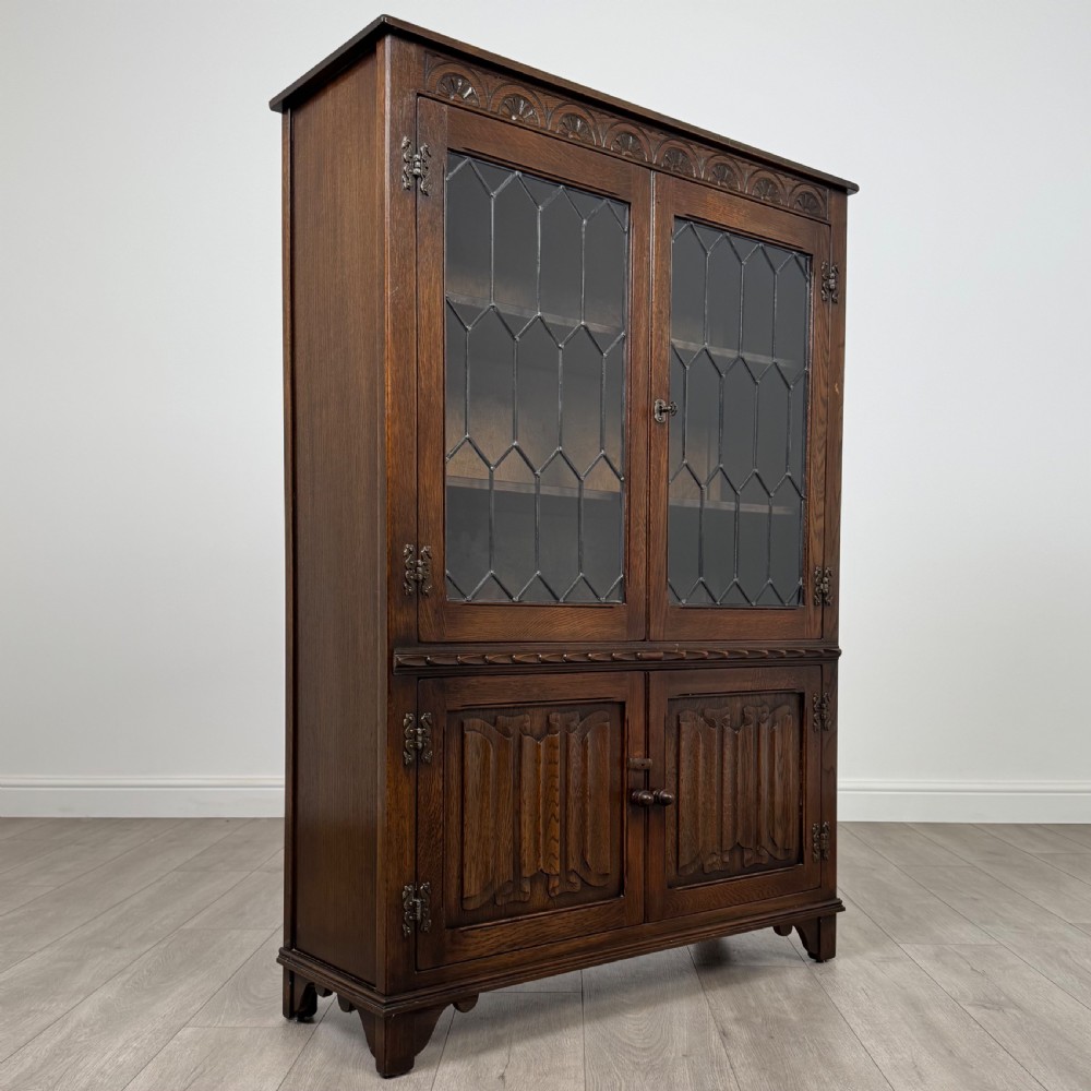 Antique 20th Century Good Quality Display Cabinet In Oak  View X
