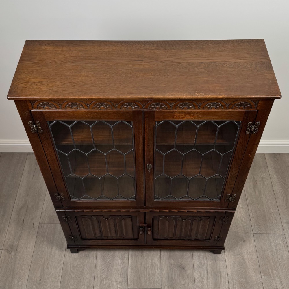 Antique 20th Century Good Quality Display Cabinet In Oak  View XI