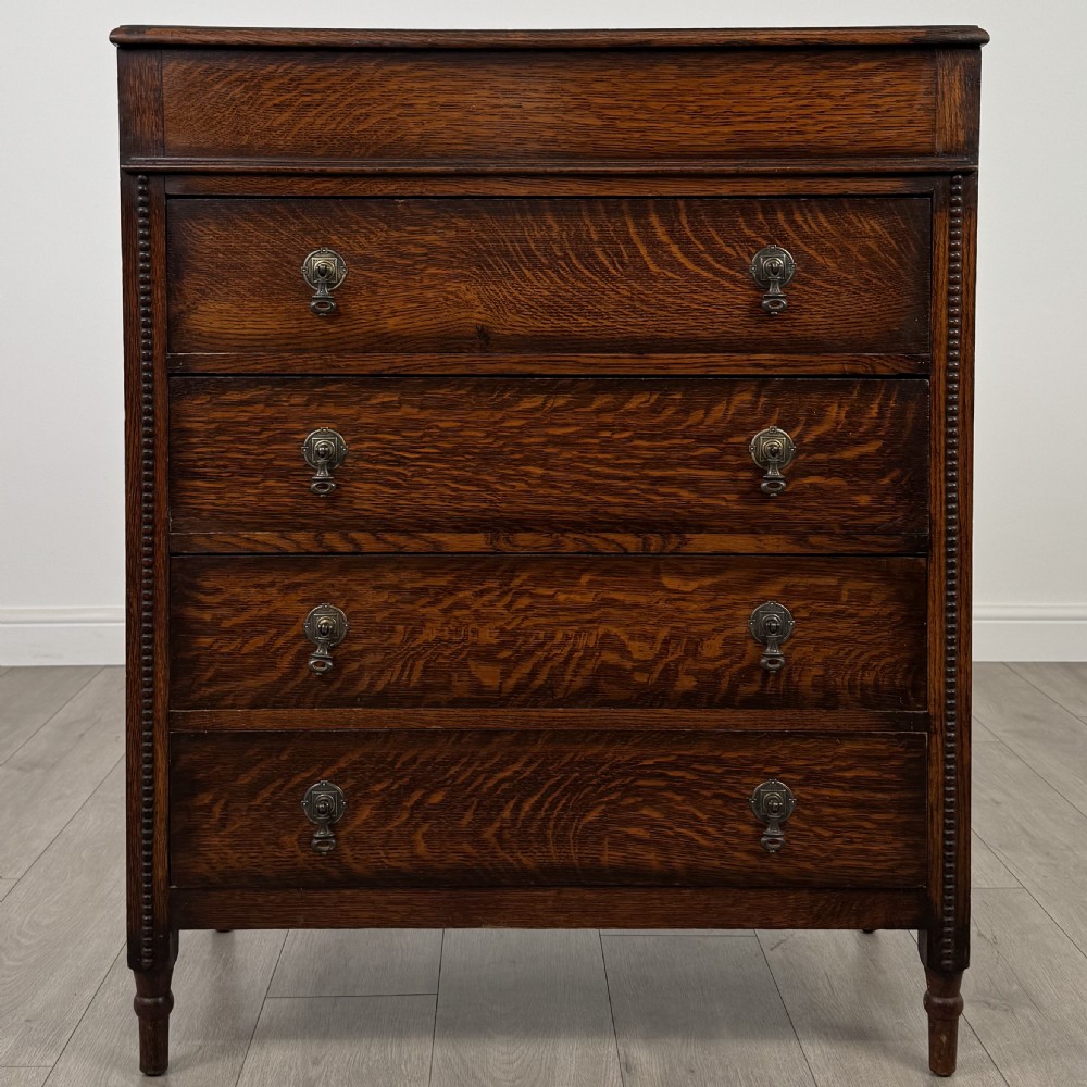 Antique 20th Century Good Quality Oak Chest Of Drawers 