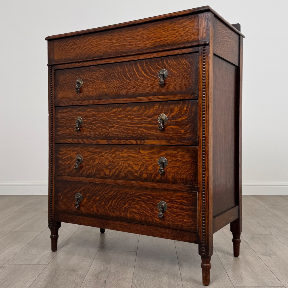 Antique 20th Century Good Quality Oak Chest Of Drawers  View III