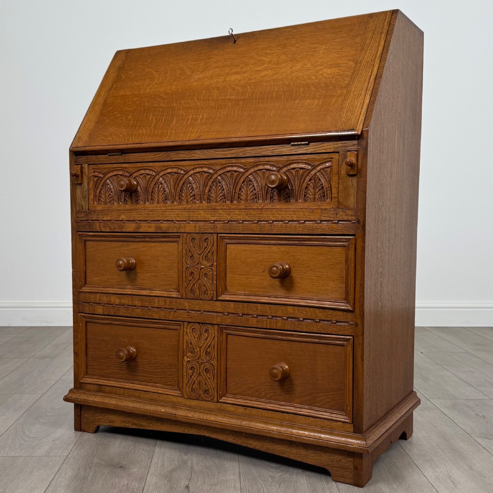 Antique 20th Century Good Quality Oak Bureau  View III