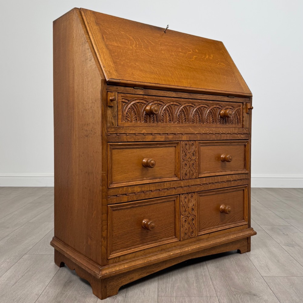 Antique 20th Century Good Quality Oak Bureau  View IX