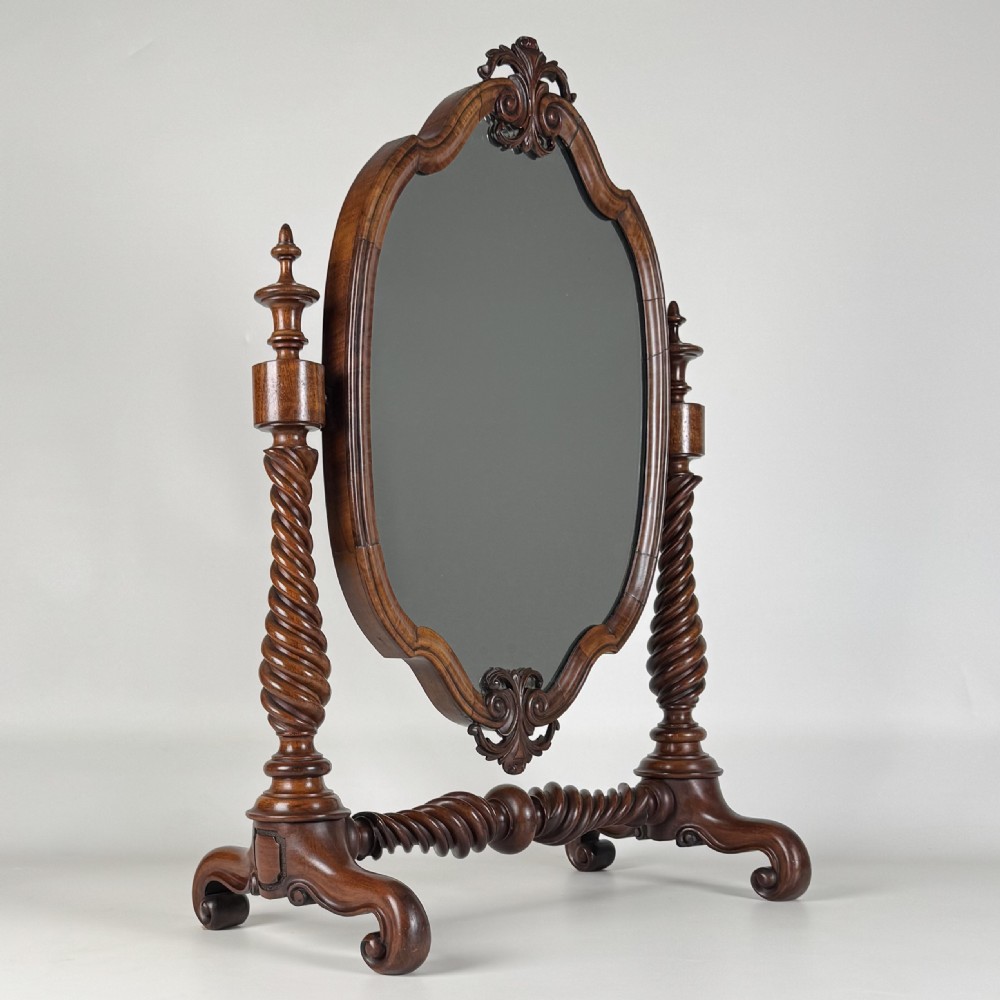 Antique 19th Century Fine Quality Dressing Mirror In Walnut