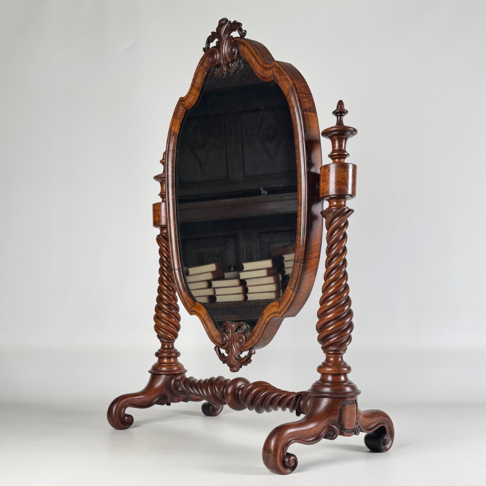 Antique 19th Century Fine Quality Dressing Mirror In Walnut View III