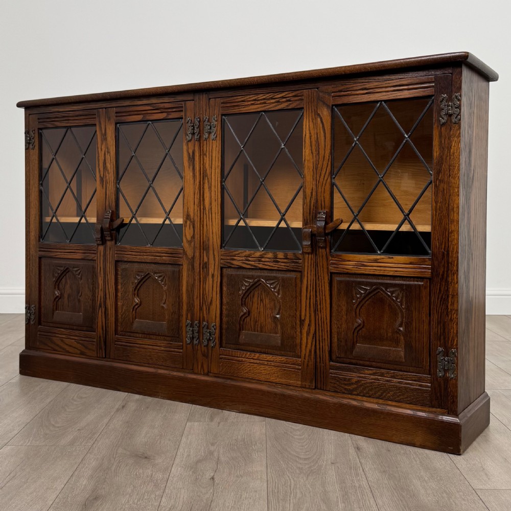  Vintage 20th Century Fine Quality Bookcase In Oak View IV