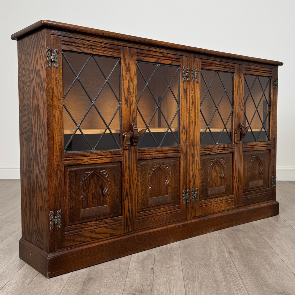 Vintage 20th Century Fine Quality Bookcase In Oak View X