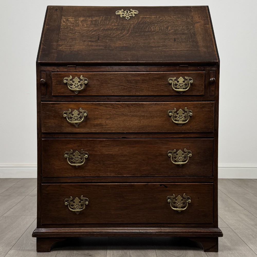  Antique 19th Century Good Quality Small Oak Bureau