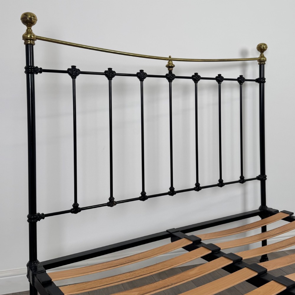 Vintage 20th Century Brass And Iron King Size Bed  View V