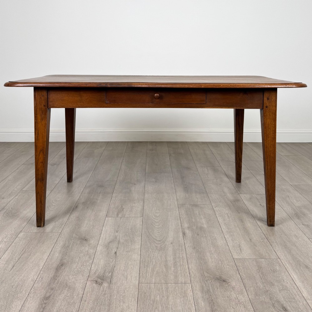  Antique 20th Century Good Quality Oak Dining Table With Drawer 