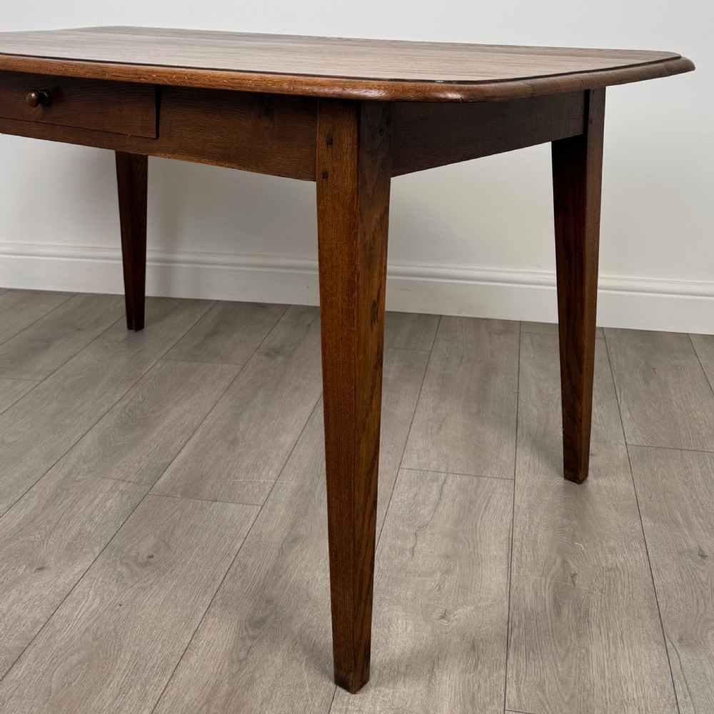  Antique 20th Century Good Quality Oak Dining Table With Drawer  View VII