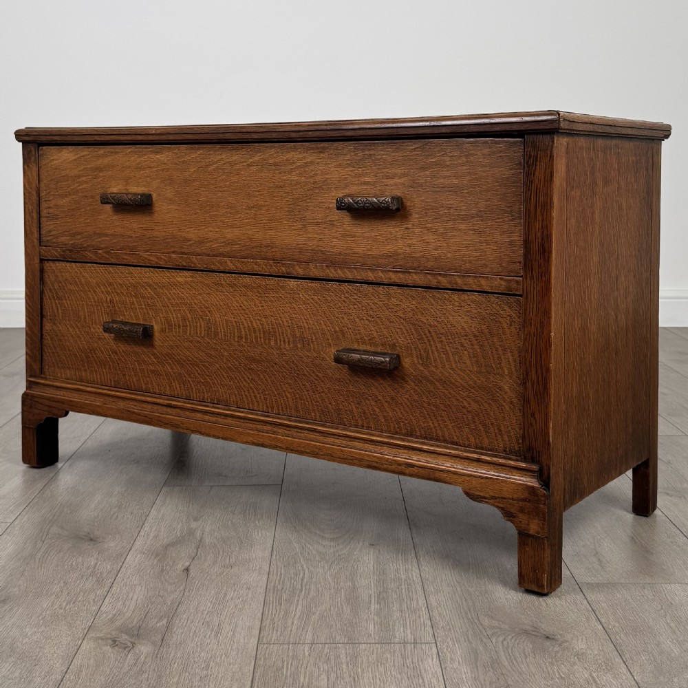  Antique 20th Century Low Cabinet With Drawers In Oak  View II