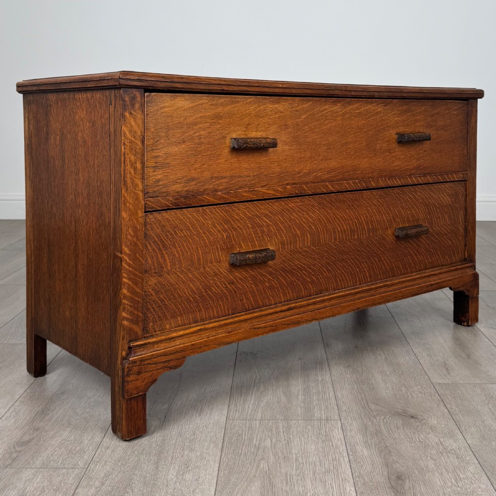  Antique 20th Century Low Cabinet With Drawers In Oak  View VIII