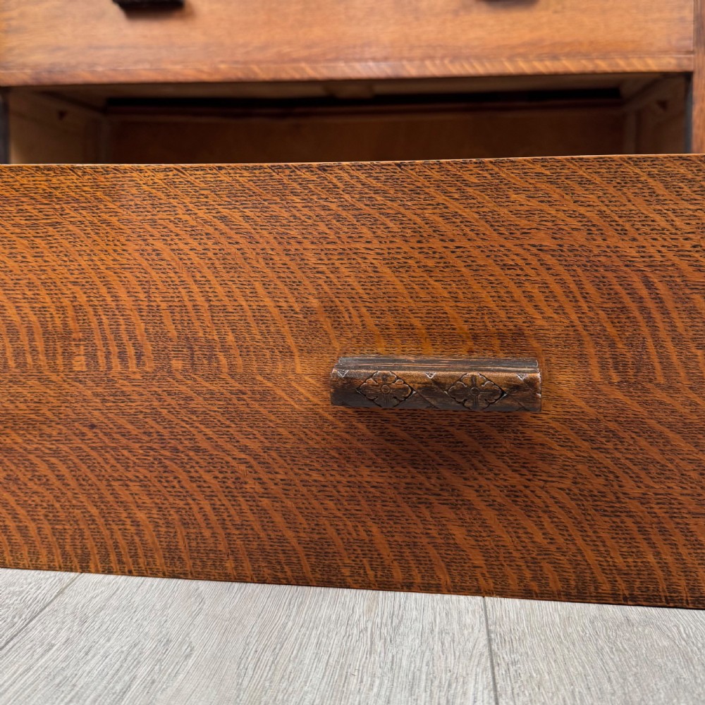  Antique 20th Century Low Cabinet With Drawers In Oak  View XI