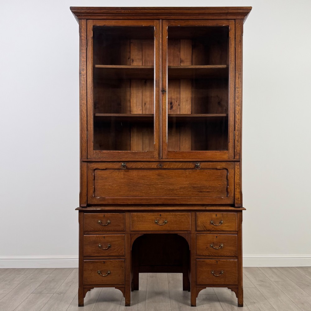 Antique 19th Century Unique Secretaire Bookcase In Oak  View II