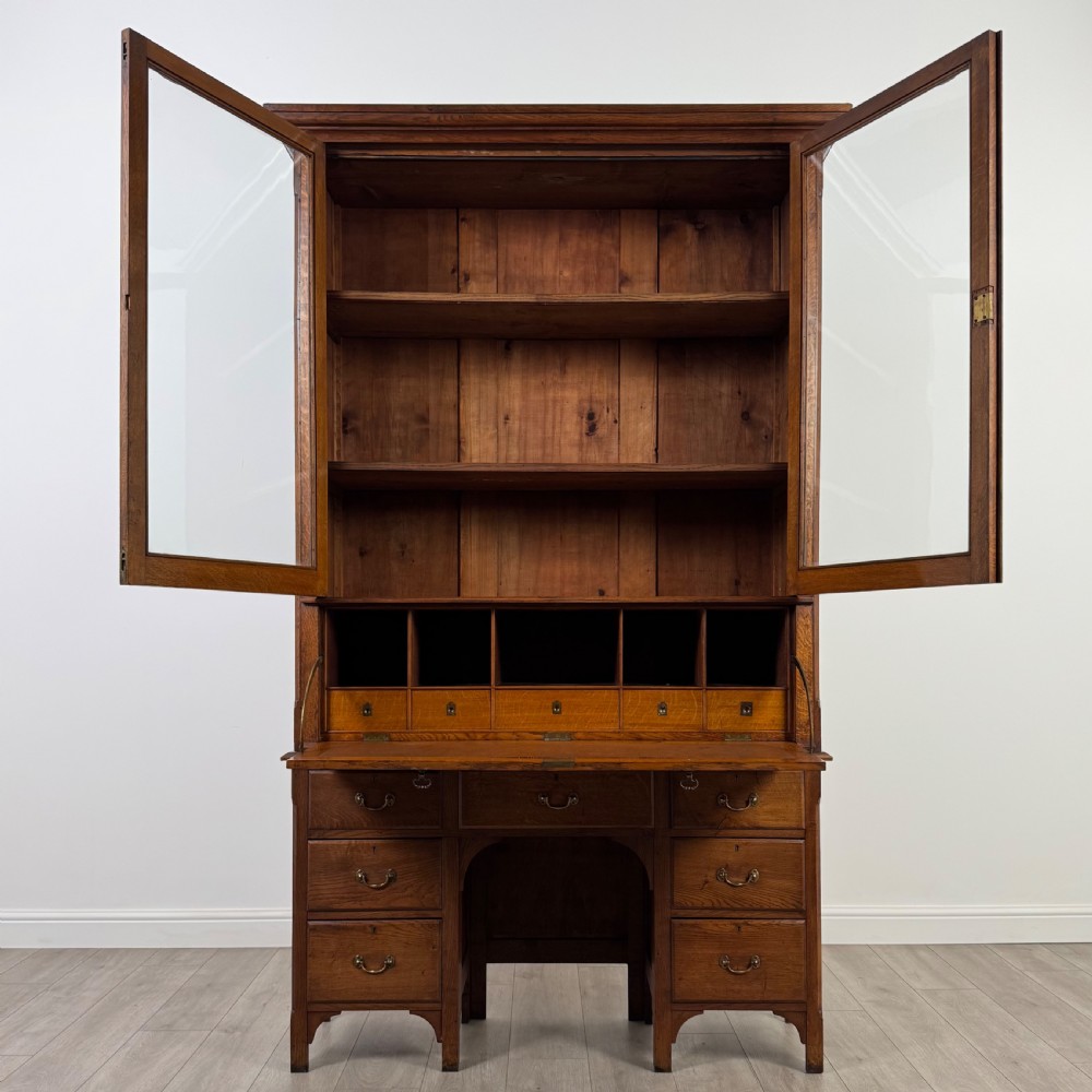 Antique 19th Century Unique Secretaire Bookcase In Oak  View III