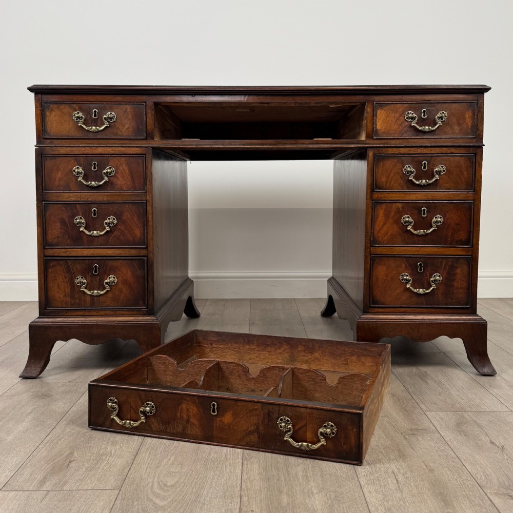  Antique 19th Century Fine Quality Pedestal Desk In Mahogany  View XI