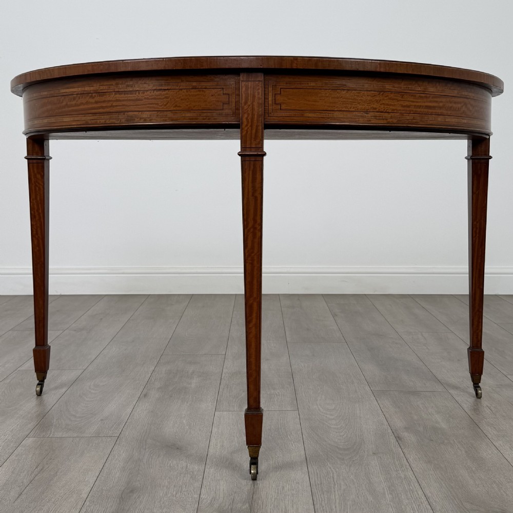  Antique 19th Century Demi-Lune Side Table In Satinwood