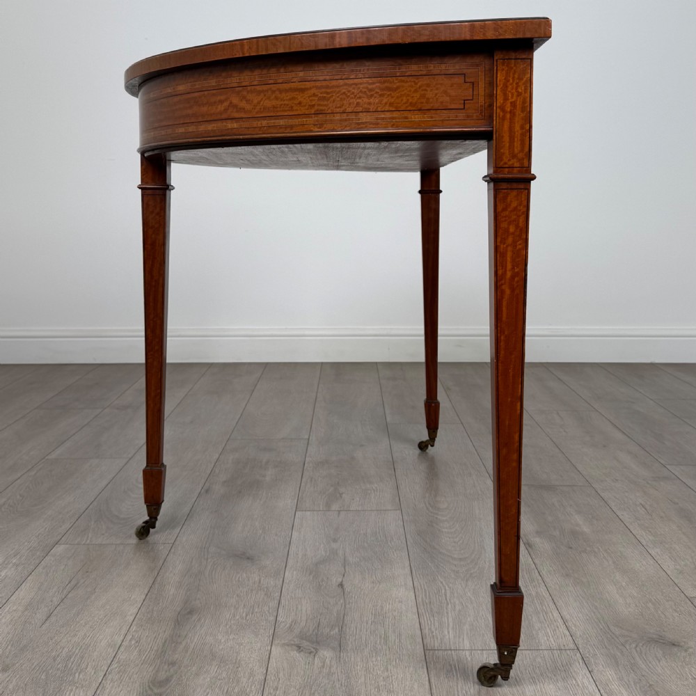  Antique 19th Century Demi-Lune Side Table In Satinwood View III
