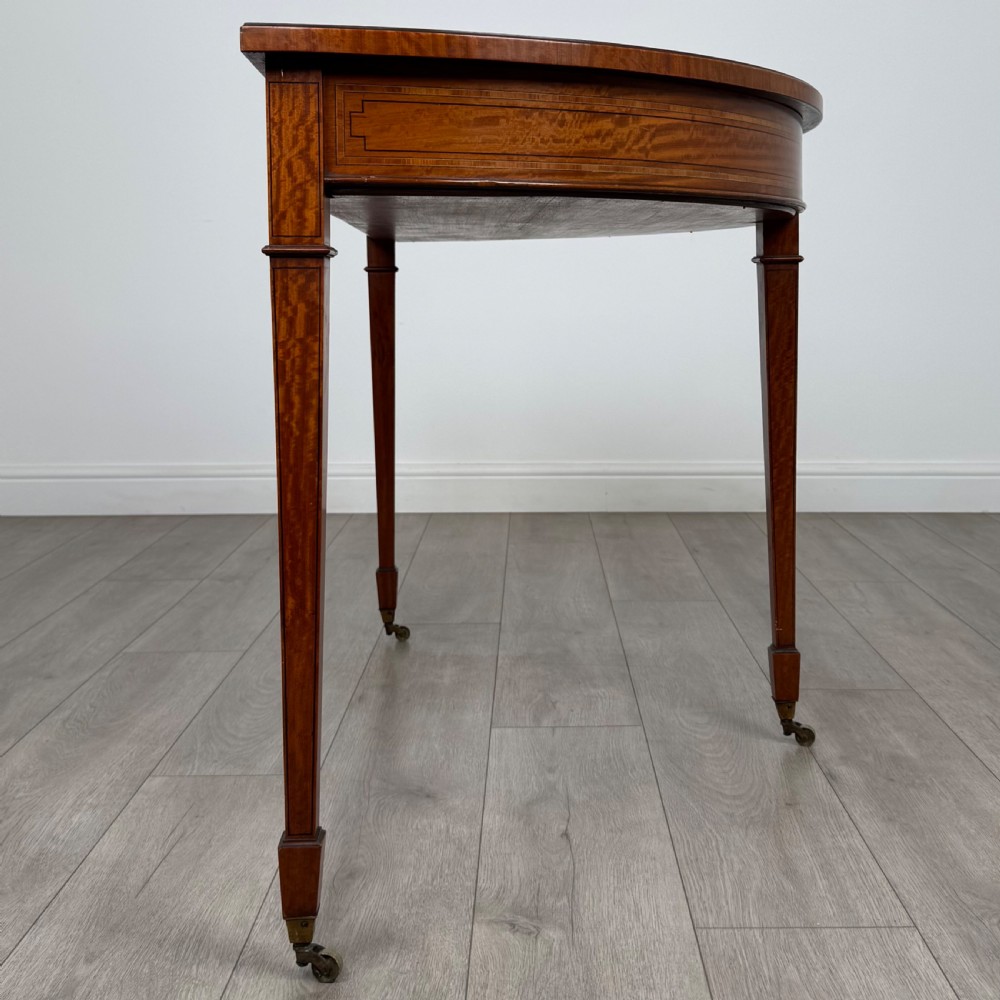  Antique 19th Century Demi-Lune Side Table In Satinwood View VII