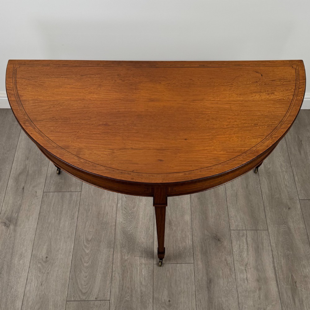  Antique 19th Century Demi-Lune Side Table In Satinwood View IX