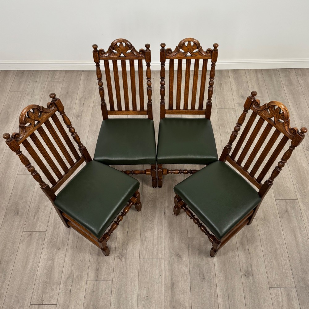 Antique 20th Century Fine Quality Set Of 10 Oak Dining Chairs  View IX