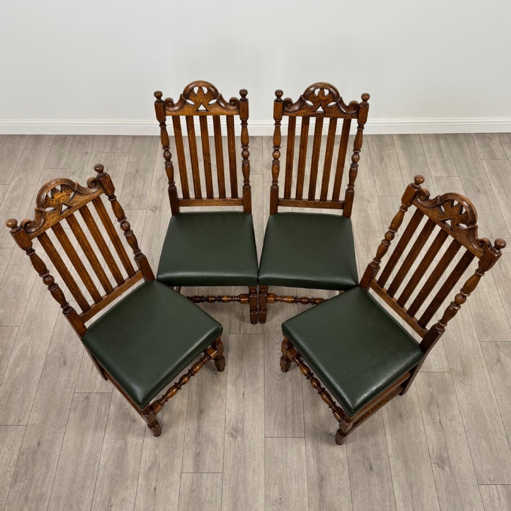 Antique 20th Century Fine Quality Set Of 10 Oak Dining Chairs  View X