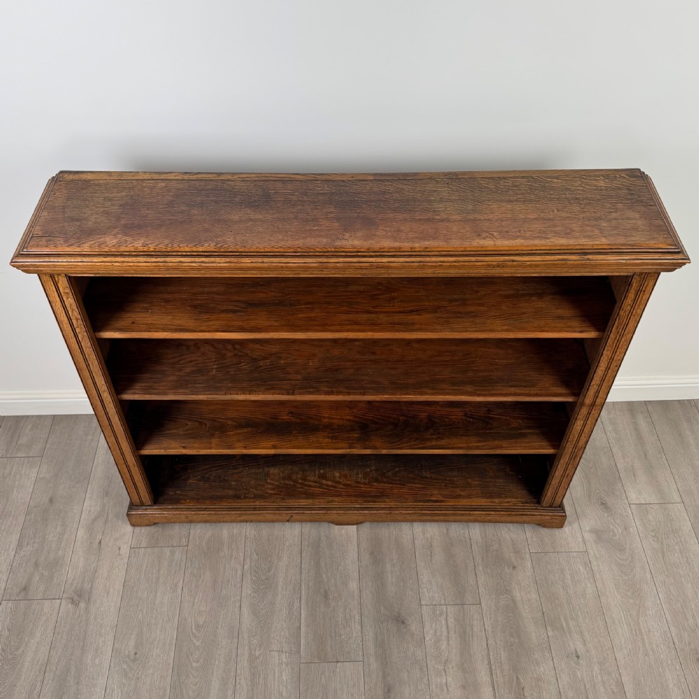 Antique 19th Century Fine Quality Large Open Bookcase In Oak  View X