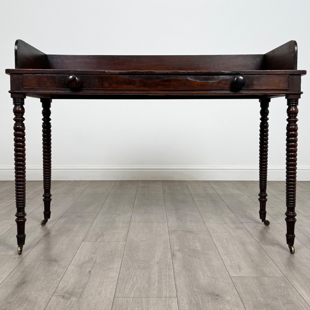 Antique 19th Century Bobbin Turned Writing Table In Mahogany 