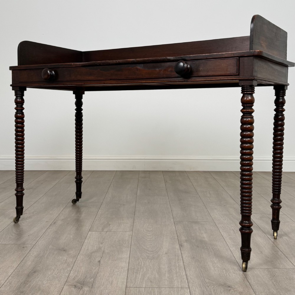 Antique 19th Century Bobbin Turned Writing Table In Mahogany  View II