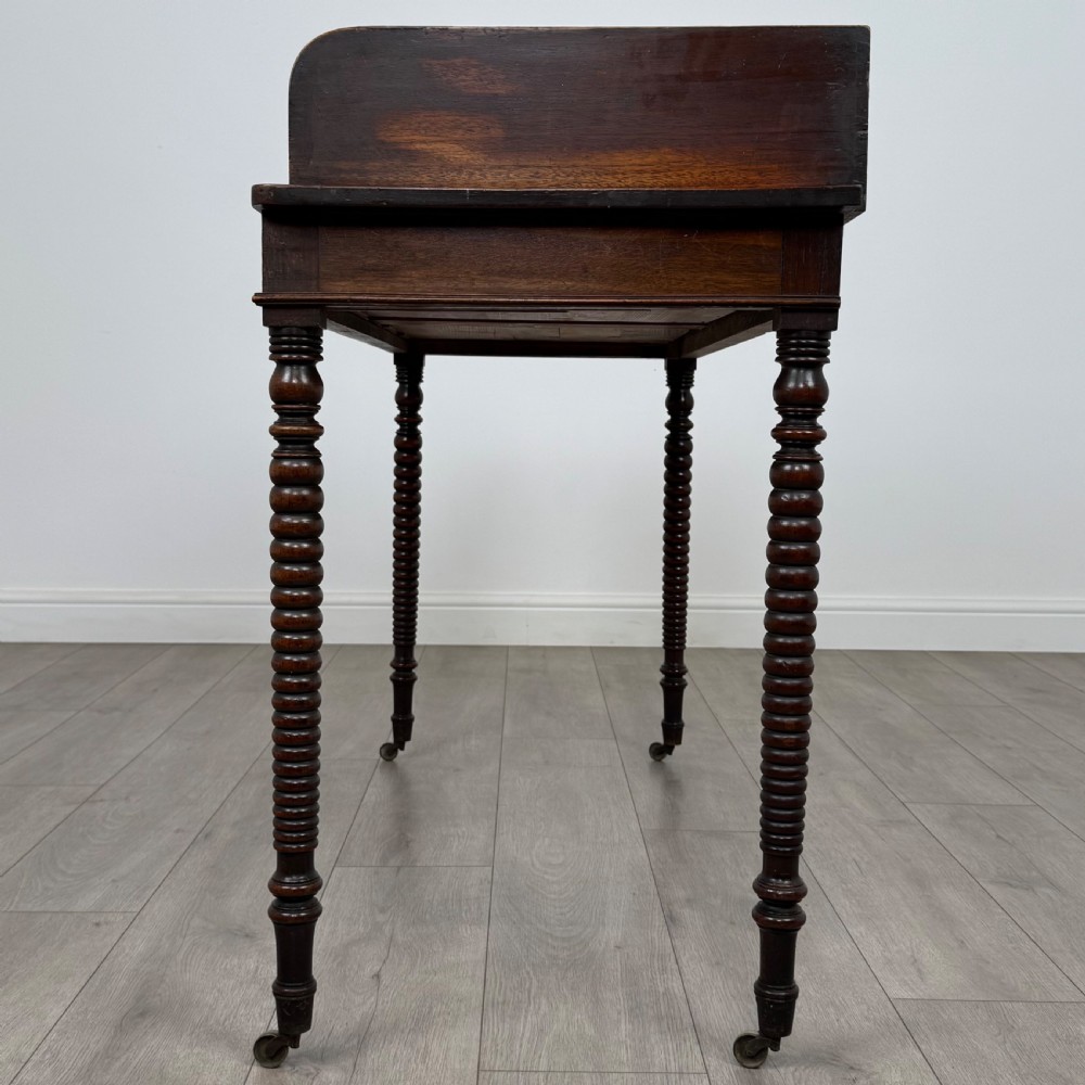 Antique 19th Century Bobbin Turned Writing Table In Mahogany  View III