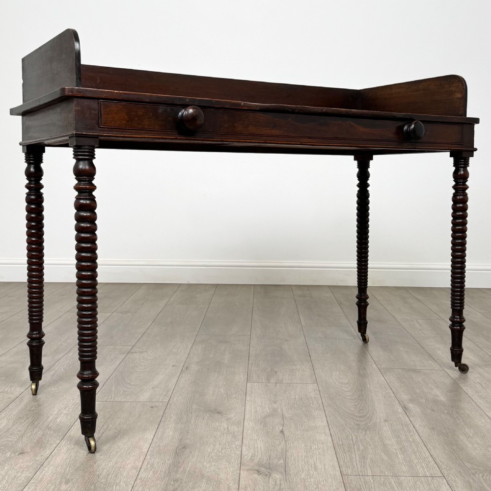 Antique 19th Century Bobbin Turned Writing Table In Mahogany  View VIII