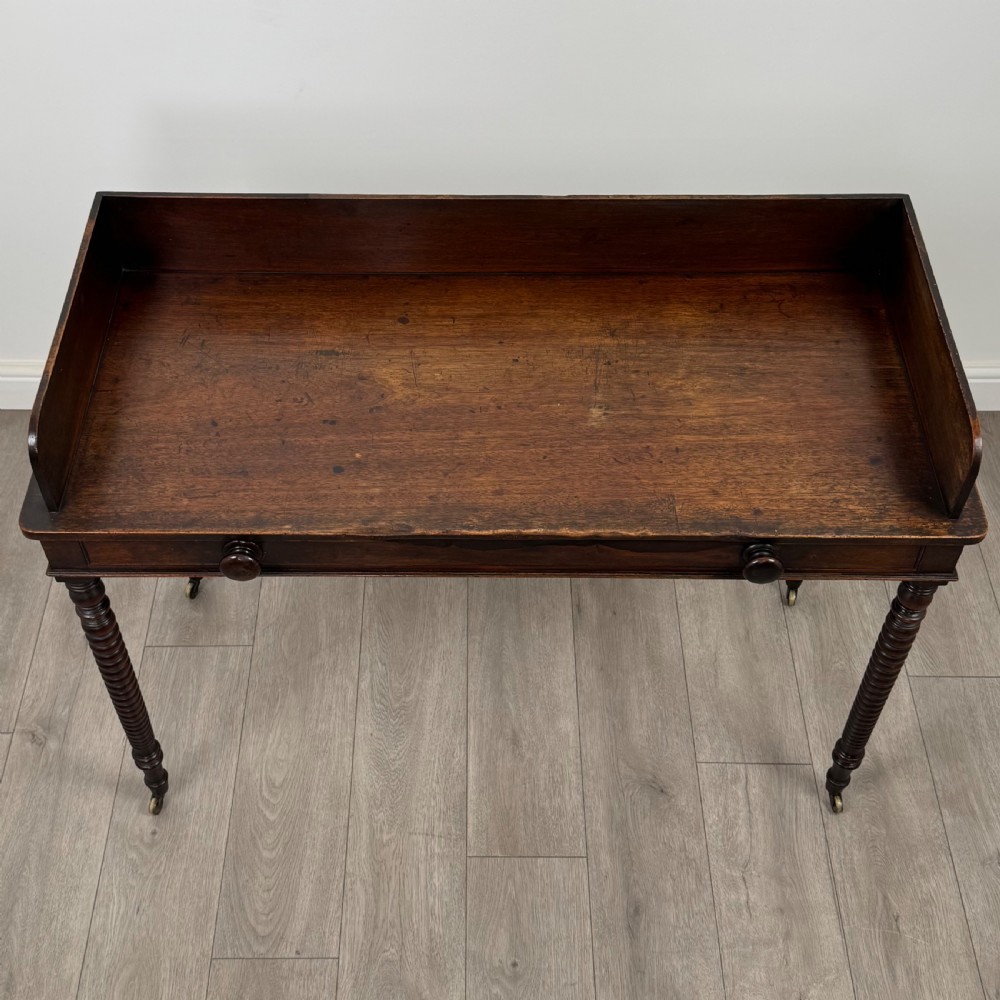 Antique 19th Century Bobbin Turned Writing Table In Mahogany  View IX