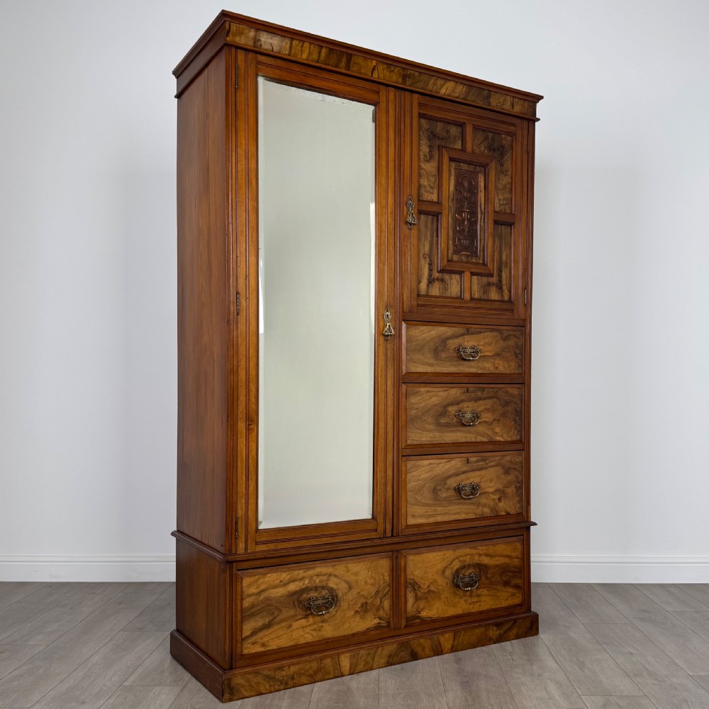 Antique 19th Century Fine Quality Burr Walnut Compactum Wardrobe  View IX